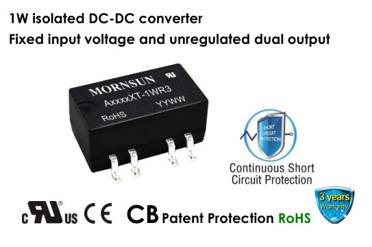 A05_XT-1WR3 DC DC Converter Module Flame Retardant Unregulated Dual Output