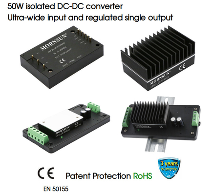 3k VAC 50W DC DC Converter 110VDC Isolated Ultra Wide Input And Regulated Single Output