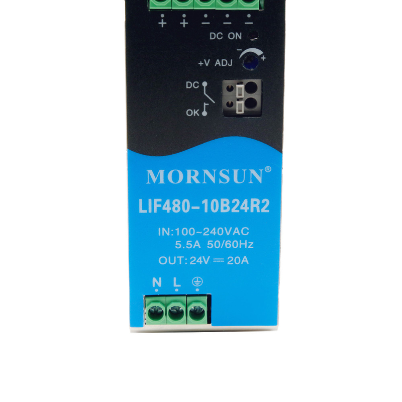 15V 24V 480W Din Rail Power Supply 90VAC Input EN 62368 Industrial Control