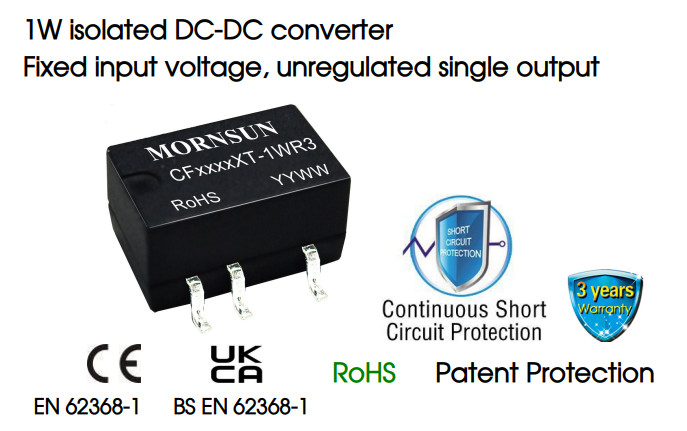 1W BMS Automotive DC DC Converter Unregulated Single Output