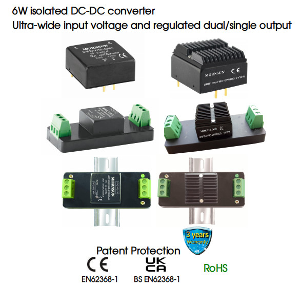 Isolated 6W Railway DC DC Converter Module 2.25k VDC Ultra Wide Input Voltage