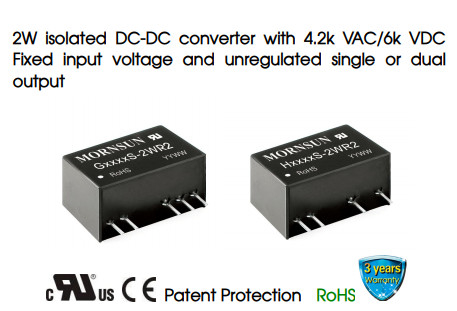 2W 5V Medical DC DC Converter Isolated H_S-2WR2 Series Low Insulation