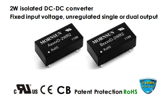 B_D-2WR2 Series Automotive DC DC Converter 1500VDC Fixed Input Single Or Dual Output