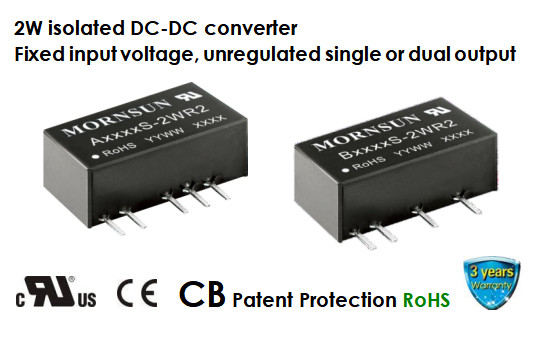 9VDC 2W Isolated Automotive DC DC Converter UL Dual Output for pure digital circuits