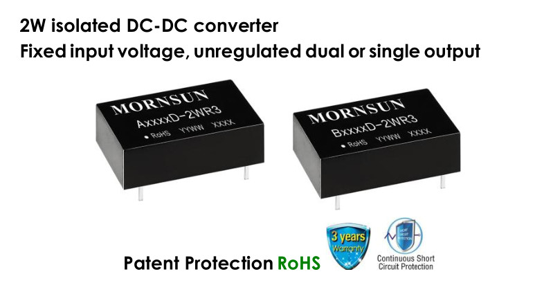 2W Isolated DC DC Converter Module Unregulated 24VDC Fixed Input Voltage