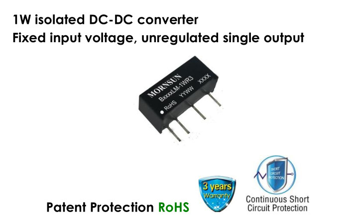 Isolated 24V To 12V DC DC Converter Module 1.5k VDC 1W With Fixed Input Voltage
