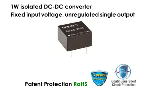 24V 1W High Efficiency Isolated DC DC Converter Fixed Input Unregulated Single Output