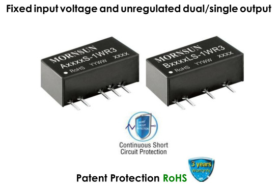 1W Isolated DC DC Converter Fixed Input Voltage, Unregulated Single Output
