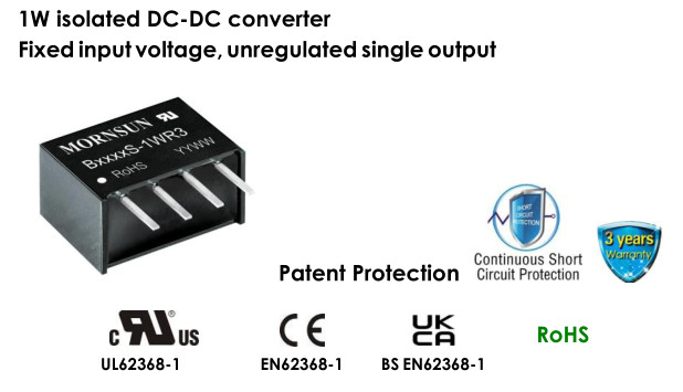 B0503S-1WR3 DC DC Converter Module UKCA Unregulated Dual Output