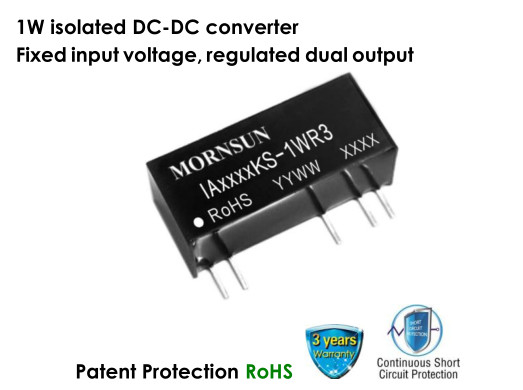 Unregulated Modular DC DC Converter Voltage Isolation Fixed Input 1W Single Output