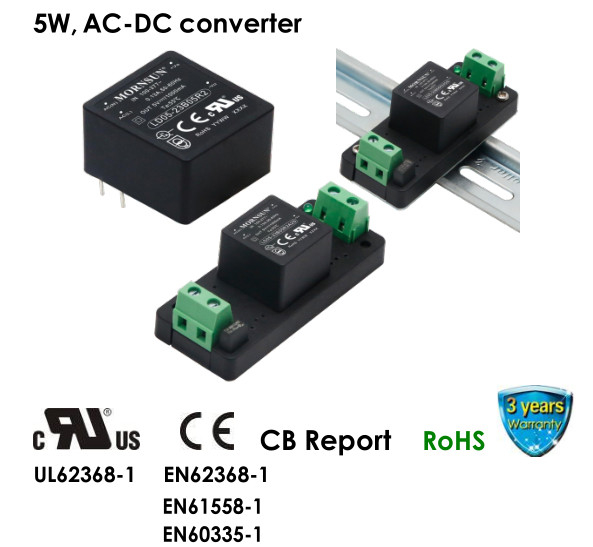 5W AC DC Converter Dual Output 3.3VDC 5VDC 1 × 1 Inch Compact Size