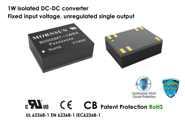B0505MT-1WR4 Unregulated DC DC Converter 1W With Fixed Input Voltage
