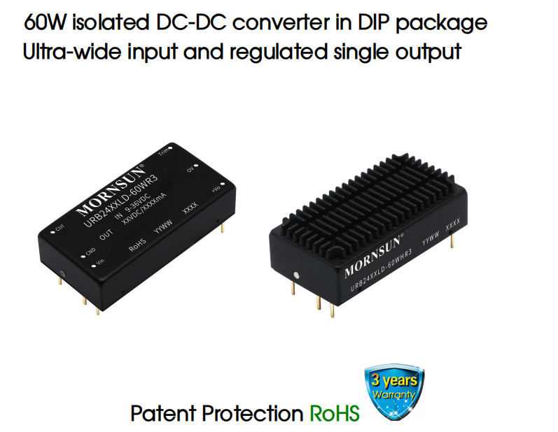 Single Output 60W DC DC Converter Isolated In DIP Package Ultra Wide Input