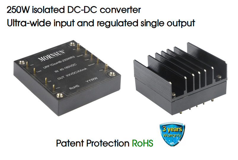 250W Isolated DC DC Converter Regulated Single Output Ultra Wide Input