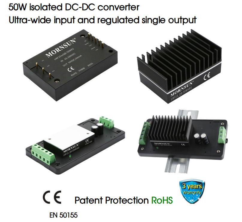 3k VAC 50W DC DC Converter 110VDC Isolated Ultra Wide Input And Regulated Single Output