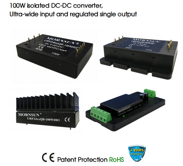 2.25k VDC 100W DC DC Converter Isolated Ultra wide 4: 1 input voltage range